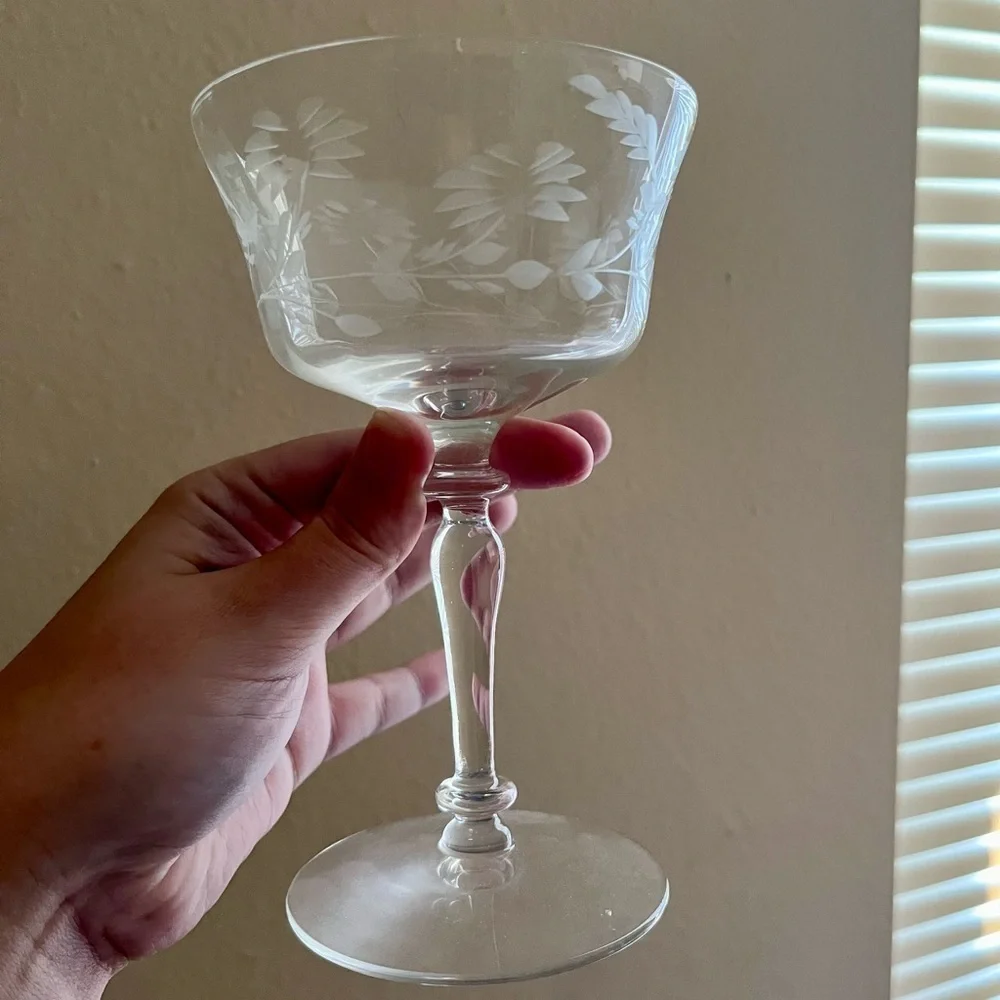 Etched Crystal Sherbet Glass